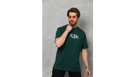 Erkek Kısa Kol Yazlık Tişört Bisiklet Yaka Baskılı Oversize T-Shirt - Yeşil