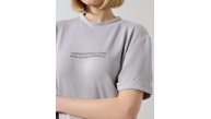 Kadın Bisiklet Yaka Baskılı Slim Fit T-Shirt - Boyalı Gri Kadın Bisiklet Yaka Baskılı Slim Fit T-Shirt - Boyalı Gri