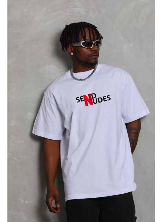 Erkek Kısa Kol Yazlık Tişört Bisiklet Yaka Baskılı Oversize T-Shirt - Beyaz Erkek Kısa Kol Yazlık Tişört Bisiklet Yaka Baskılı Oversize T-Shirt - Beyaz