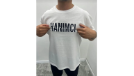 Erkek Tişört Kısa Kol Bisiklet Yaka Katlanan HANIMCI Baskılı T-Shirt - Beyaz Erkek Tişört Kısa Kol Bisiklet Yaka Katlanan HANIMCI Baskılı T-Shirt - Beyaz