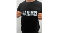 Erkek Tişört Kısa Kol Bisiklet Yaka Katlanan HANIMCI Baskılı T-Shirt - Siyah Erkek Tişört Kısa Kol Bisiklet Yaka Katlanan HANIMCI Baskılı T-Shirt - Siyah