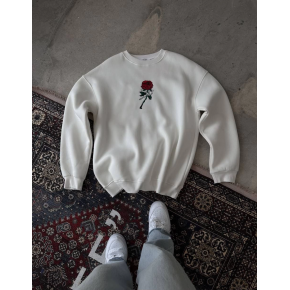ERKEK 3 iplik Pamuklu Bisiklet Yaka Ön Ve Arka Baskılı SweatShirt -  Beyaz