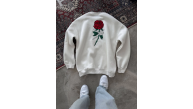 ERKEK 3 iplik Pamuklu Bisiklet Yaka Ön Ve Arka Baskılı SweatShirt -  Beyaz
