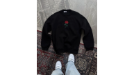 ERKEK 3 iplik Pamuklu Bisiklet Yaka Ön Ve Arka Baskılı SweatShirt - Siyah