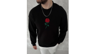 ERKEK 3 iplik Pamuklu Bisiklet Yaka Ön Ve Arka Baskılı SweatShirt - Siyah