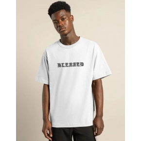 Erkek Baskılı T-Shirt Kısa Kol Bisiklet Yaka Regular Fit Rahat Kalıp Günlük Tişört - Beyaz