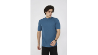 ERKEK Yazlık Tişört Bisiklet Yaka T-Shirt- Turkuaz