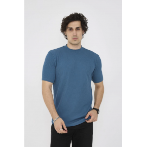 ERKEK Yazlık Tişört Bisiklet Yaka T-Shirt- Turkuaz