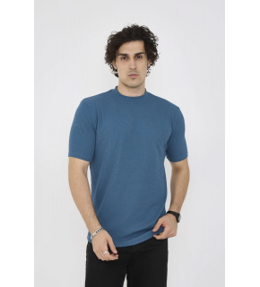 ERKEK Yazlık Tişört Bisiklet Yaka T-Shirt- Turkuaz