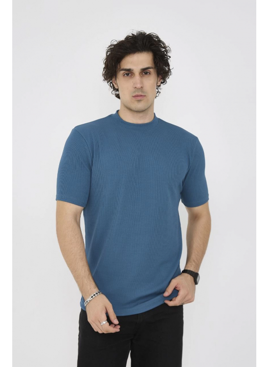 ERKEK Yazlık Tişört Bisiklet Yaka T-Shirt- Turkuaz