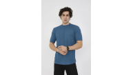 ERKEK Yazlık Tişört Bisiklet Yaka T-Shirt- Turkuaz
