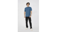 ERKEK Yazlık Tişört Bisiklet Yaka T-Shirt- Turkuaz