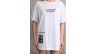 kadın Bisiklet Yaka Baskılı Oversize T-Shirt - Beyaz kadın Bisiklet Yaka Baskılı Oversize T-Shirt - Beyaz