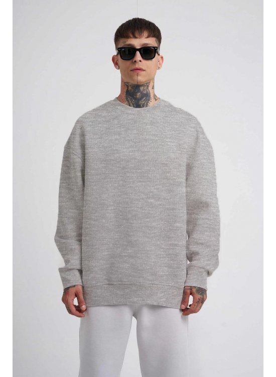 ERKEK Bisikilet Yaka 3 İplik Pamuklu SweatShirt - Gri ERKEK Bisikilet Yaka 3 İplik Pamuklu SweatShirt - Gri