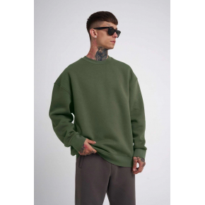 ERKEK Bisikilet Yaka 3 İplik Pamuklu SweatShirt - Haki