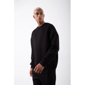 ERKEK Bisikilet Yaka 3 İplik Pamuklu SweatShirt - Siyah