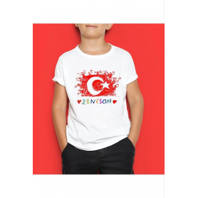 Unisex Çocuk Baskılı T-Shirt - Beyaz