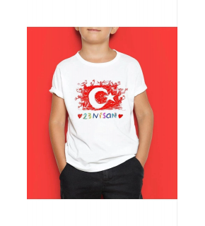 Unisex Çocuk Baskılı T-Shirt - Beyaz