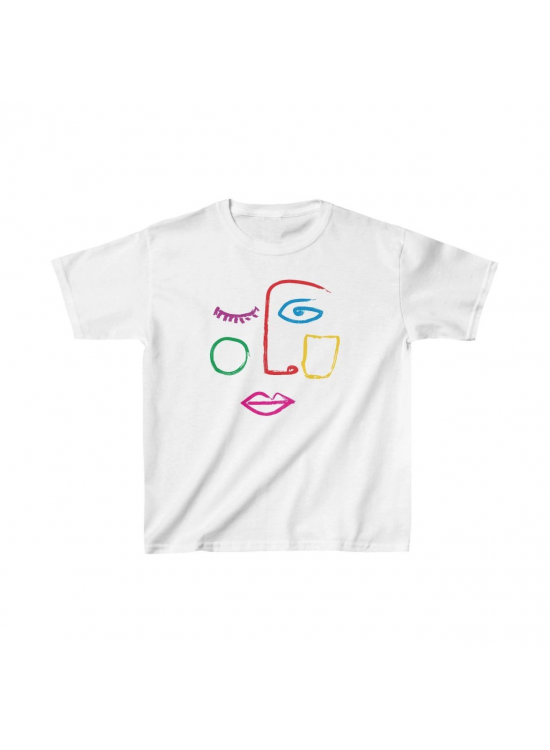 Unisex Çocuk Baskılı T-Shirt - Beyaz