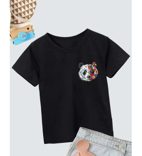 Unisex Çocuk Baskılı T-Shirt - Siyah