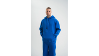 ERKEK 3 İplik Oversize Kapşonlu Basic SweatShirt Hoodie - Mavi