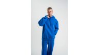 ERKEK 3 İplik Oversize Kapşonlu Basic SweatShirt Hoodie - Mavi