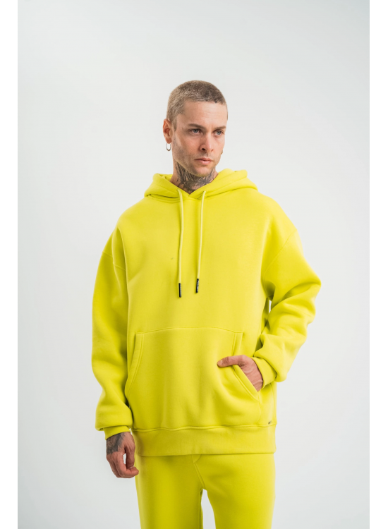 ERKEK 3 İplik Pamuklu Oversize Kapşonlu SweatShirt Hoodie - Sarı ERKEK 3 İplik Pamuklu Oversize Kapşonlu SweatShirt Hoodie - Sarı