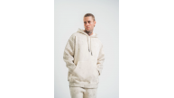 ERKEK  3 iplik Pamuklu Oversize Kapşonlu Yıkamalı SweatShirt Hoodie - Krem