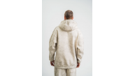 ERKEK  3 iplik Pamuklu Oversize Kapşonlu Yıkamalı SweatShirt Hoodie - Krem