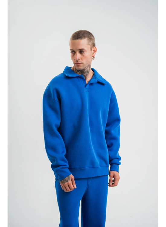 Erkek Açık Yakalı Oversize 3 İplik Pamuklu Sweatshirt - Mavii Erkek Açık Yakalı Oversize 3 İplik Pamuklu Sweatshirt - Mavii