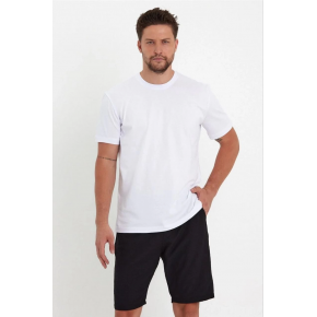 Erkek Düz T-Shirt Kısa Kol Bisiklet Yaka Regular Fit Rahat Kalıp Günlük Tişört - Beyaz