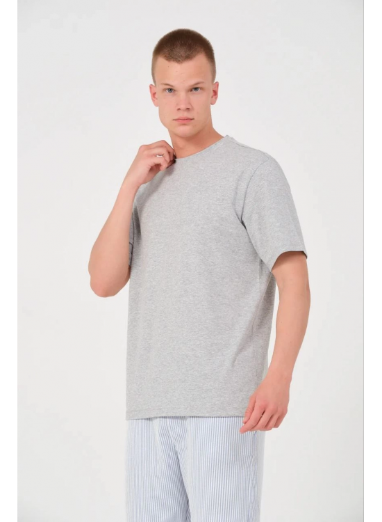 Erkek Düz T-Shirt Kısa Kol Bisiklet Yaka Regular Fit Rahat Kalıp Günlük Tişört - Gri Erkek Düz T-Shirt Kısa Kol Bisiklet Yaka Regular Fit Rahat Kalıp Günlük Tişört - Gri