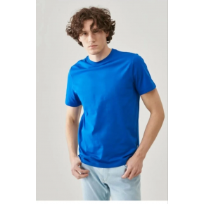 ERKEK Tişört Kısa Kol Düz Bisikilet Yaka Oversize T-shirt - Mavi