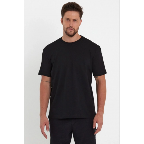 Erkek Düz T-Shirt Kısa Kol Bisiklet Yaka Regular Fit Rahat Kalıp Günlük Tişört - Siyah