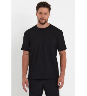 Erkek Düz T-Shirt Kısa Kol Bisiklet Yaka Regular Fit Rahat Kalıp Günlük Tişört - Siyah