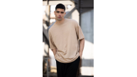 Erkek Düz T-Shirt Kısa Kol Bisiklet Yaka Regular Fit Rahat Kalıp Günlük Tişört - Bej Erkek Düz T-Shirt Kısa Kol Bisiklet Yaka Regular Fit Rahat Kalıp Günlük Tişört - Bej