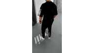 Erkek Kısa Kol Yazlık Tişört Bisiklet Yaka Baskılı Oversize T-Shirt - Siyah