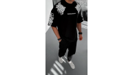 Erkek Kısa Kol Yazlık Tişört Bisiklet Yaka Baskılı Oversize T-Shirt - Siyah