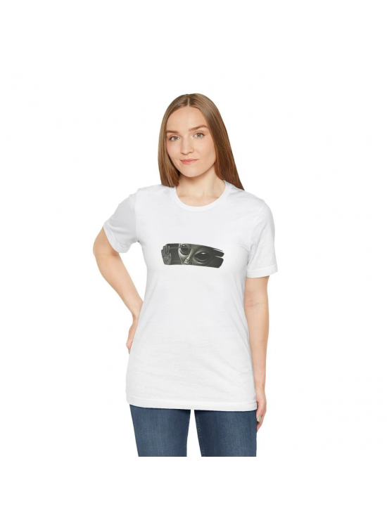 Kadın Bisiklet Yaka Baskılı kısa kol T-Shirt - Beyaz Kadın Bisiklet Yaka Baskılı kısa kol T-Shirt - Beyaz