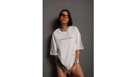 Kadın Bisiklet Yaka Baskılı Kısa kol T-Shirt - Beyaz Kadın Bisiklet Yaka Baskılı Kısa kol T-Shirt - Beyaz