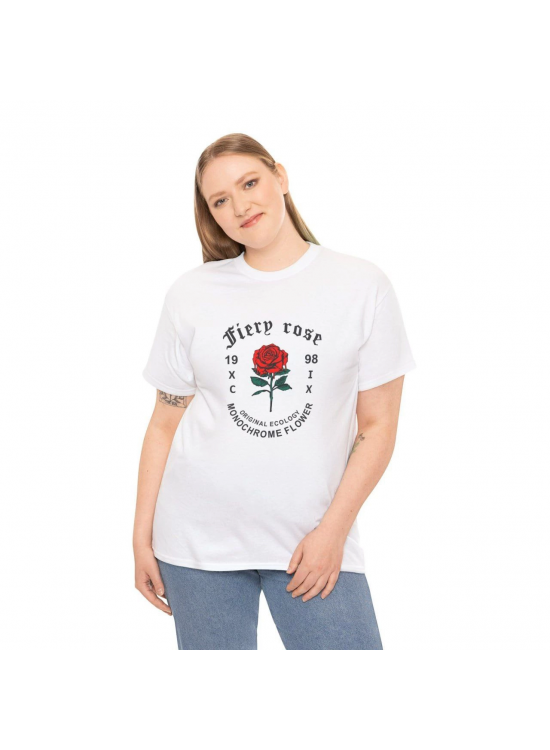 Kadın Bisiklet Yaka Baskılı Kısa kol T-Shirt - Beyaz Kadın Bisiklet Yaka Baskılı Kısa kol T-Shirt - Beyaz