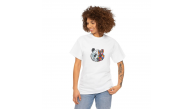 Kadın Bisiklet Yaka Baskılı Kısa kol T-Shirt - Beyaz Kadın Bisiklet Yaka Baskılı Kısa kol T-Shirt - Beyaz