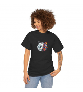 Kadın Bisiklet Yaka Baskılı Kısa kol  T-Shirt - Siyah