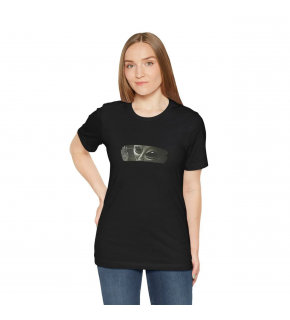 Kadın Bisiklet Yaka Baskılı Kısa kol T-Shirt - Siyah