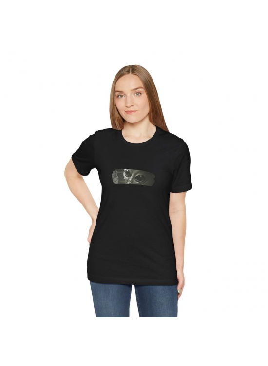 Kadın Bisiklet Yaka Baskılı Kısa kol T-Shirt - Siyah Kadın Bisiklet Yaka Baskılı Kısa kol T-Shirt - Siyah