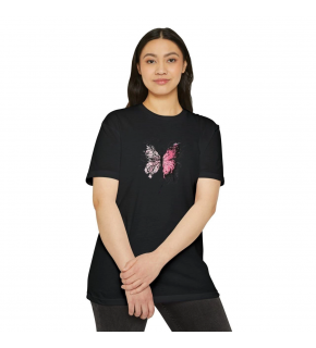 Kadın Bisiklet Yaka Baskılı T-Shirt - Siyah