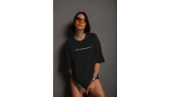 Kadın Bisiklet Yaka Baskılı kısa kol T-Shirt - Siyah Kadın Bisiklet Yaka Baskılı kısa kol T-Shirt - Siyah