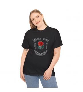 Kadın Bisiklet Yaka Baskılı  Kısa kol T-Shirt - Siyah