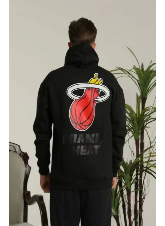 Erkek 3 İplik Pamuklu Kapüşonlu Baskılı Cepli Oversize Sweatshirt Hoodie - Siyah Erkek 3 İplik Pamuklu Kapüşonlu Baskılı Cepli Oversize Sweatshirt Hoodie - Siyah