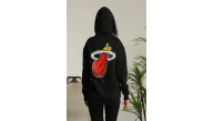 Kadın Oversize Kapüşonlu Cepli Baskılı 3 İplik Pamuklu Hoodie Sweatshirt - Siyah Kadın Oversize Kapüşonlu Cepli Baskılı 3 İplik Pamuklu Hoodie Sweatshirt - Siyah